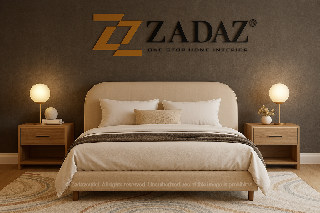 Nordic Luxe Bed – Soft Beige Linen Look
