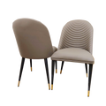 ALBA LEATHER DINING CHAIR – RIBBED STITCHING & BLACK SCANDINAVIAN LEGS
