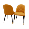 ALBA LEATHER DINING CHAIR – RIBBED STITCHING & BLACK SCANDINAVIAN LEGS
