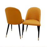 ALBA LEATHER DINING CHAIR – RIBBED STITCHING & BLACK SCANDINAVIAN LEGS