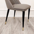 ALBA LEATHER DINING CHAIR – RIBBED STITCHING & BLACK SCANDINAVIAN LEGS