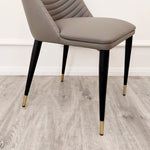 ALBA LEATHER DINING CHAIR – RIBBED STITCHING & BLACK SCANDINAVIAN LEGS