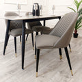 ALBA LEATHER DINING CHAIR – RIBBED STITCHING & BLACK SCANDINAVIAN LEGS