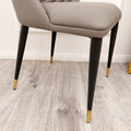 ALBA LEATHER DINING CHAIR – RIBBED STITCHING & BLACK SCANDINAVIAN LEGS