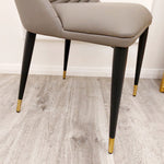 ALBA LEATHER DINING CHAIR – RIBBED STITCHING & BLACK SCANDINAVIAN LEGS