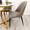 ALBA LEATHER DINING CHAIR – RIBBED STITCHING & BLACK SCANDINAVIAN LEGS