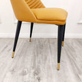 ALBA LEATHER DINING CHAIR – RIBBED STITCHING & BLACK SCANDINAVIAN LEGS