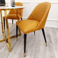 ALBA LEATHER DINING CHAIR – RIBBED STITCHING & BLACK SCANDINAVIAN LEGS