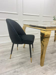 ASTRA LEATHER CHAIR – HIGH QUALITY BLACK LEGS WITH GOLD TIPS