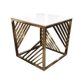 Azure Gold Lamp Table with Polar White Sintered Top