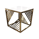 Azure Gold Lamp Table with Polar White Sintered Top