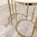 Cato SHORT Nest of 2 short Gold Tables - white