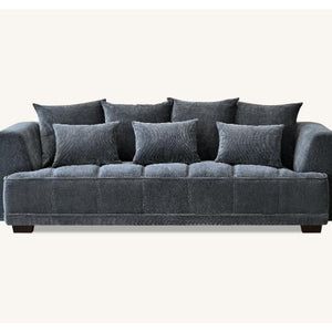 Gramercy Sofa In Steel Velvet 3 seater