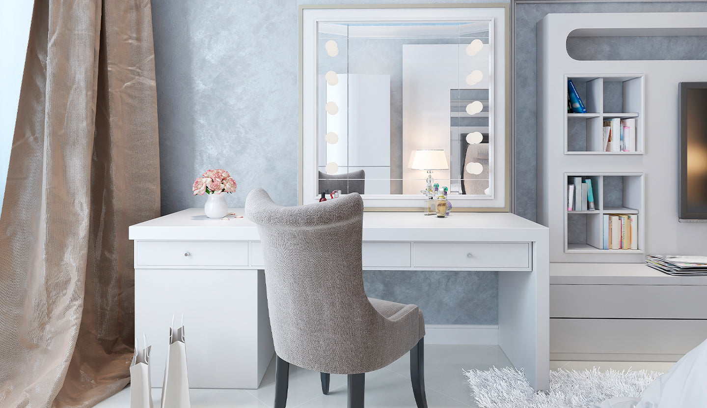 Fitted Dressing Table with stylish mirror cut Zadaz Fitted Dressing Table with stylish mirror cut Zadaz