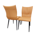 Flora Leather Dining Chair – Ruched Back & Black Scandinavian Legs