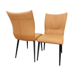Flora Leather Dining Chair – Ruched Back & Black Scandinavian Legs