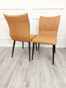 Flora Leather Dining Chair – Ruched Back & Black Scandinavian Legs