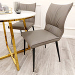Flora Leather Dining Chair – Ruched Back & Black Scandinavian Legs