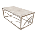stella chrome coffee table with stomach ash grey sintered top