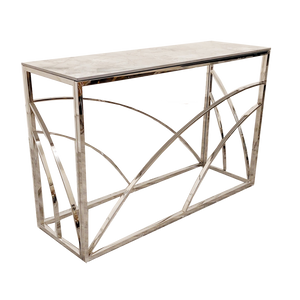 Stella Chrome Console Table with Stomach Ash Grey Sintered Top