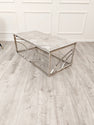 stella chrome coffee table with stomach ash grey sintered top
