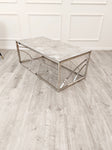 stella chrome coffee table with stomach ash grey sintered top