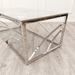 stella chrome coffee table with stomach ash grey sintered top