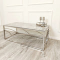 stella chrome coffee table with stomach ash grey sintered top