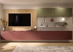 The Red Room Statement – A Bold & Stylish Media Wall in Earthy Terracotta Red