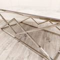 Vesta Chrome Console Table with Stomach Ash Sintered Stone Top