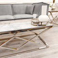 Vesta Chrome Console Table with Stomach Ash Sintered Stone Top