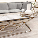 Vesta Chrome Console Table with Stomach Ash Sintered Stone Top