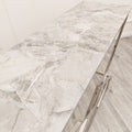 Vesta Chrome Console Table with Stomach Ash Sintered Stone Top