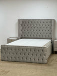 2025 MODERN MAYBACH CHESTERFIELD BED WITH SILVEER STUD FINISH