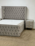 2025 MODERN MAYBACH CHESTERFIELD BED WITH SILVEER STUD FINISH