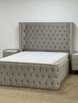 2025 MODERN MAYBACH CHESTERFIELD BED WITH SILVEER STUD FINISH