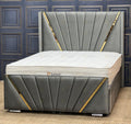 MODERN CROWN WING BED FRAME WITH GOLD STRIP FINISH