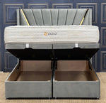 MODERN CROWN WING BED FRAME WITH GOLD STRIP FINISH