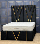 2025 VICTORIA PANEL BED WITH GOLD TRIM FINISH