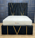 2025 VICTORIA PANEL BED WITH GOLD TRIM FINISH