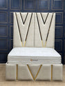 2025 VICTORIA PANEL BED WITH GOLD TRIM FINISH