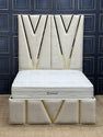 2025 VICTORIA PANEL BED WITH GOLD TRIM FINISH