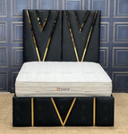 2025 VICTORIA PANEL BED WITH GOLD TRIM FINISH