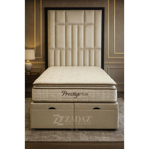 Cream Elegance Bed with Divan Ottoman Storage "Come with 80 Inch High Head Board"