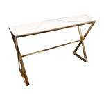 Zion Gold Console Table with Polar White Sintered Top