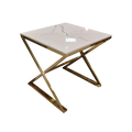 Zion Gold Lamp Table with Polar White Sintered Top