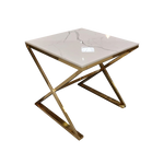 Zion Gold Lamp Table with Polar White Sintered Top