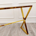Zion Gold Console Table with Polar White Sintered Top