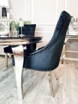 Louis 1.3m Round Dinning Table Set With Black Chairs