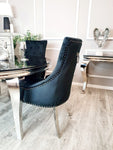 Louis 1.3m Round Dinning Table Set With Black Chairs